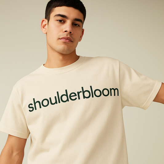 Shoulderbloom Signature Logo Tee – Organic Cotton in Crea